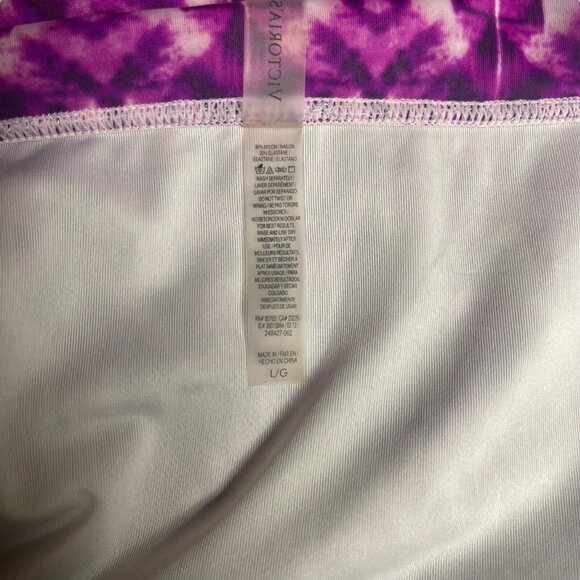 Victorias Secret Bikini Bottom Large Foldover Purple Abstract Print Hipster Pool - Picture 5 of 7